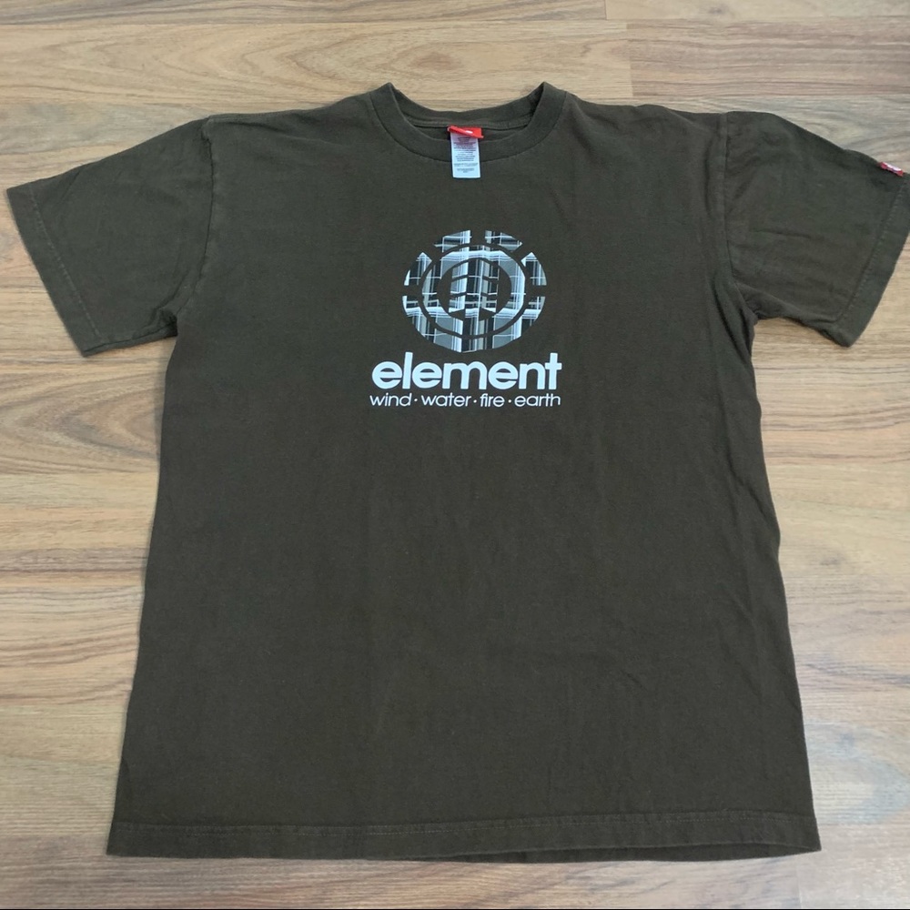 Early 2000s Y2K Element Skate Skateboarding Tee Classic Logo Men’s Large Brown